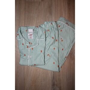 Wondershop Kids Green White Striped Gingerbread Man Pajama Set L 10/12 Holiday